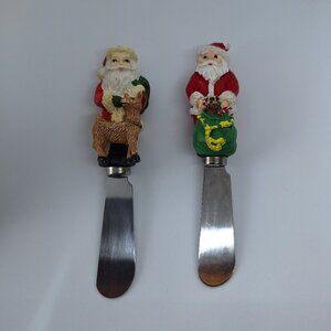 Boston Warehouse Christmas Spreaders Butter Cheese Knives‎ Set Of 2 Vintage